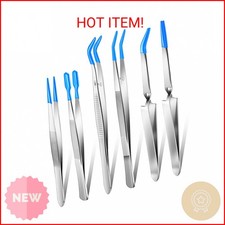 Jingmore 6 Pieces Tweezers with Rubber Tips Rubber Tipped Tweezer Cross Lock PVC