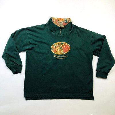 Vintage Thunder Bay Canada Embroidered Quarter Zip Pullover Sweatshirt Ontario