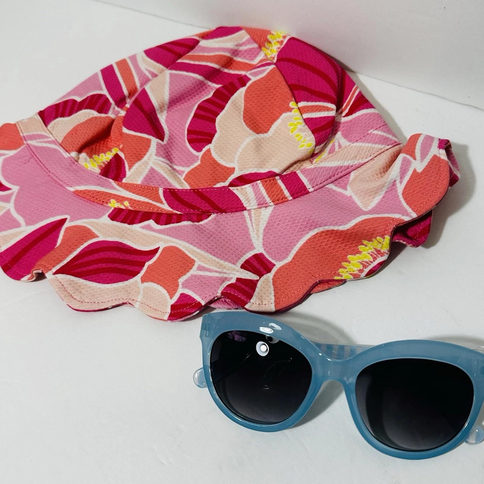 NWT Janie And Jack Girls Summer Hat And Sunglasses Bundle Sz 4-5 Pink Beach Wear