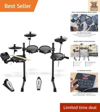 Turbo Mesh Drum Kit: 100+ Sounds, Sticks, & 30 Built-In Tracks Included