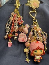 Handmade Strawberry Shortcake Journal Charm Tassel Set Kawaii Crystal Beads