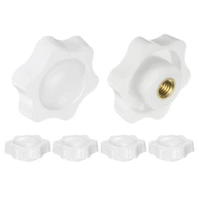 6pcs Star Knobs M6 Thread 38mm Head Non-Through Hole Brass Insert Knob White