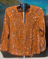 Lucky Brand Womens S  Floral Peasant Top Boho Bohemian Hippie Cabin Core Fall