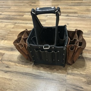 Tuff Tote 35-975 BLK Leather Tool Bag – IDEAL –with 2 Klein 5165 attached