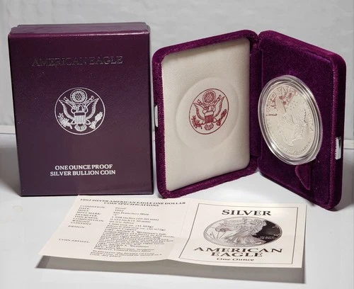 1992-S PROOF American Silver Eagle ASE Dollar   OGP