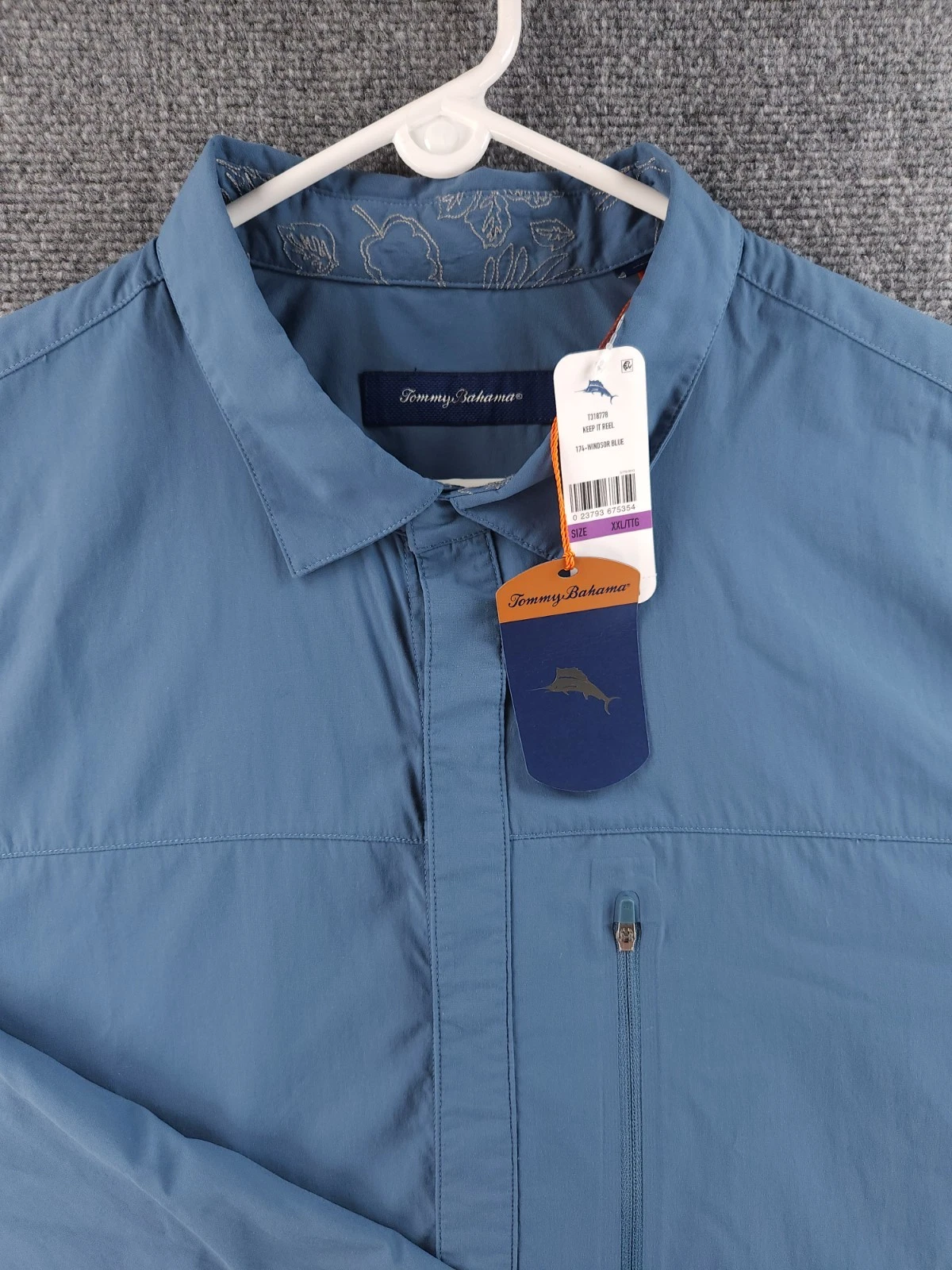 NWT Tommy Bahama Windsor Blue Performance Hiking Shirt 2XL Nylon Pocket Snaps