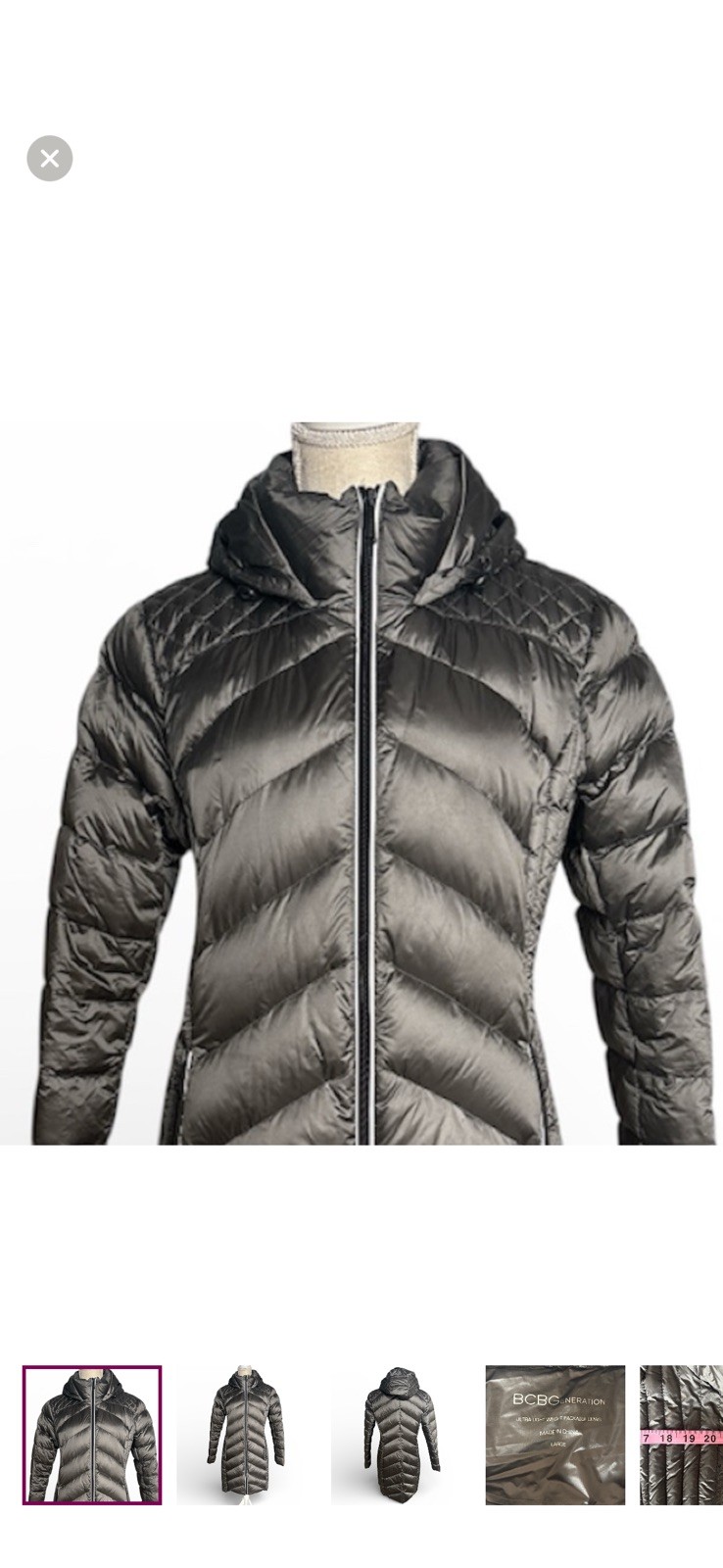 BCBGeneration Metallic Gray PufferLightweight Jac… - image 1