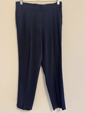 Aritzia Babaton Women's Navy Pleated Elastic Waist Straight Leg Dress Pants 0 XS