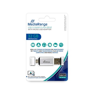 MediaRange MR932 OTG USB Stick 32GB USB mobile 2IN1 silver 32 GB