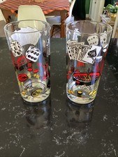 Vintage Tumbler~2~Hazel Atlas Highball Glass~1960’s 1970’s~Gambling.