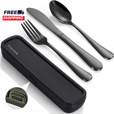 Travel Utensils with Case 4-Piece Stainless Steel Portable Cutlery Set