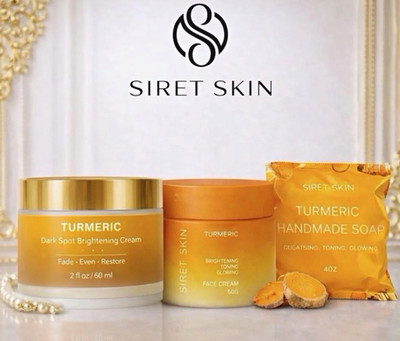 Siret Skin Turmeric Brightening Set: Dark Spot Face Cream 2 fl oz + Soap 4 oz