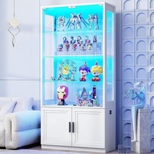 BROTTAR 67" Display Cabinet with Glass Doors, 4-Tier Curio Cabinet with 2 Remova