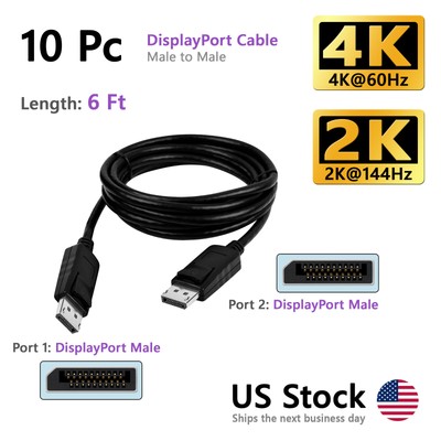 10x DisplayPort to Display Port cable 6ft