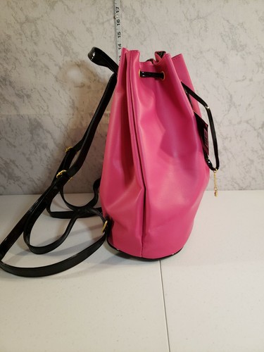Juicy Couture Hot Pink and Black Drawstring Backpack Handbag. - Picture 4 of 10