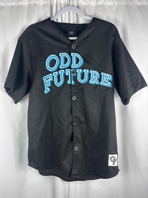 OF Odd Future Men's Black Button Down Embroidered Baseball Jersey Hip Hop Sz L