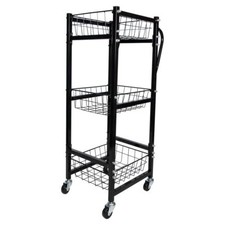 Easy-Up Rolling 3-Basket Cart  Portable Design  Durable Construction