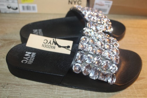 Madden NYC Embellished Pool Slide Sandals in Black | eBay
