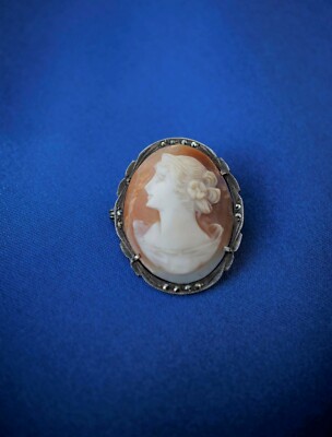 Cameo Pendant Brooch Costume Wedding Gold Art Deco Art Nouveau Antique!
