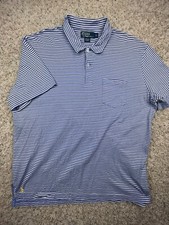 Polo Ralph Lauren Polo Shirt Blue White Striped XL Cotton Short Sleeve w Pocket