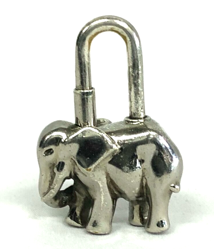 Hermes Elephant Cadena Lock Bag Charm Silver Keychain | eBay