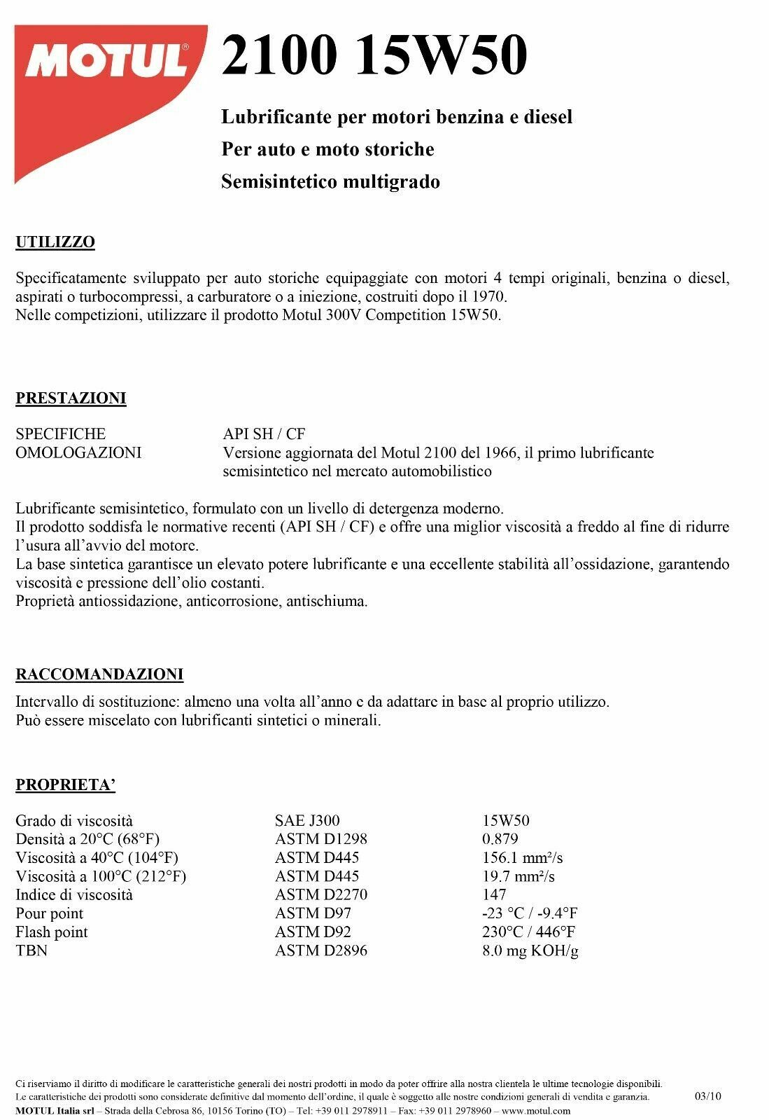 2 Lt OLIO SEMI SINTETICO MOTUL CLASSIC 15W50 - AUTO D - Foto 4