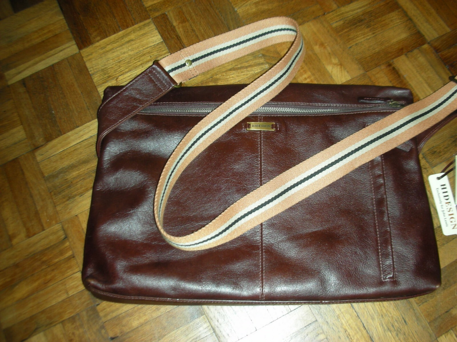 Hidesign Radley brown leather messenger bag stripe we… Gem