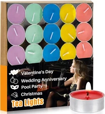 Multi Color Tea Lights Candles Bulk - 25Pcs Mini Votive with Cotton Wick