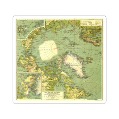 Arctic Regions (1925) (Map) STICKER Vinyl Kiss-Cut Decal