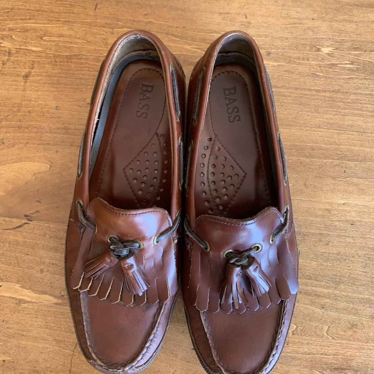 Bass Tyler Tassel Kiltie Loafers Pebbled Leather Preppy Shoes Brown Mens Sz 10M Tassel Kiltie Loafer - Etsy main image 4