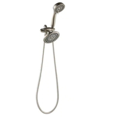 6-Spray 5.5 In. Dual Shower Head and Handheld Shower Head in Brushed Nickel