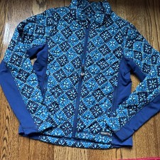 Kerrits Girls Medium Equestrian Horse Riding Jacket Blue Pattern EUC