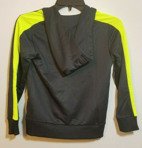 Kids Sports Zip-Up Hoodie Jacket Full Zip Neon Yellow/Coal Black Size 7 $42 NEW - Picture 3 of 6