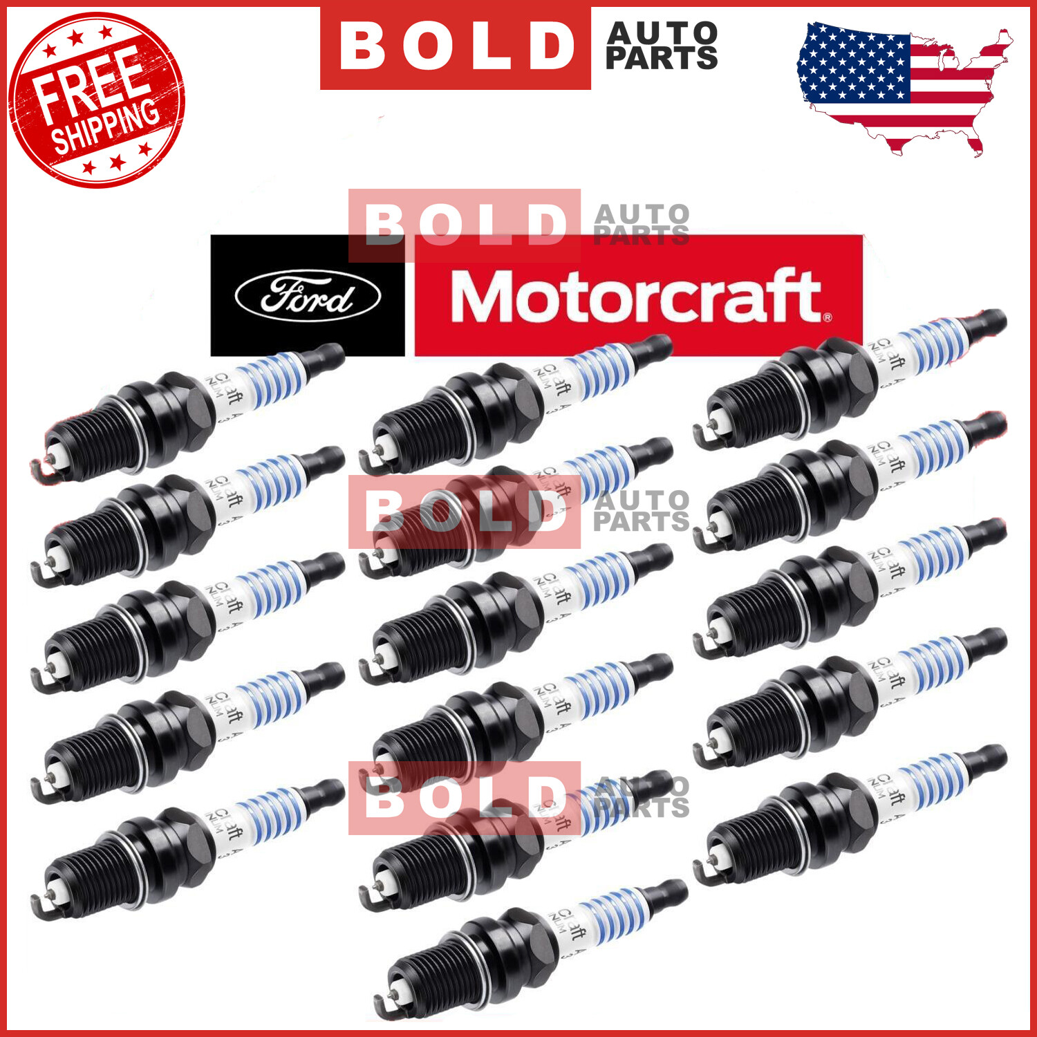 16 Pcs Motorcraft SP526 Engine Ignition Spark Plug Set CYFS12FP for Ford 6.2L V8