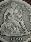 1860 P Seated Liberty Silver Dime- Philadelphia, Good/VG Details