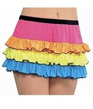 80's Neon Rainbow Electric Party Skirtlet Skirt Adult Women's Halloween Costume