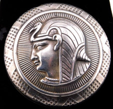 X-Large Antique Silver Metal EPYTIAN Princess BUTTON NICE 1&7/8