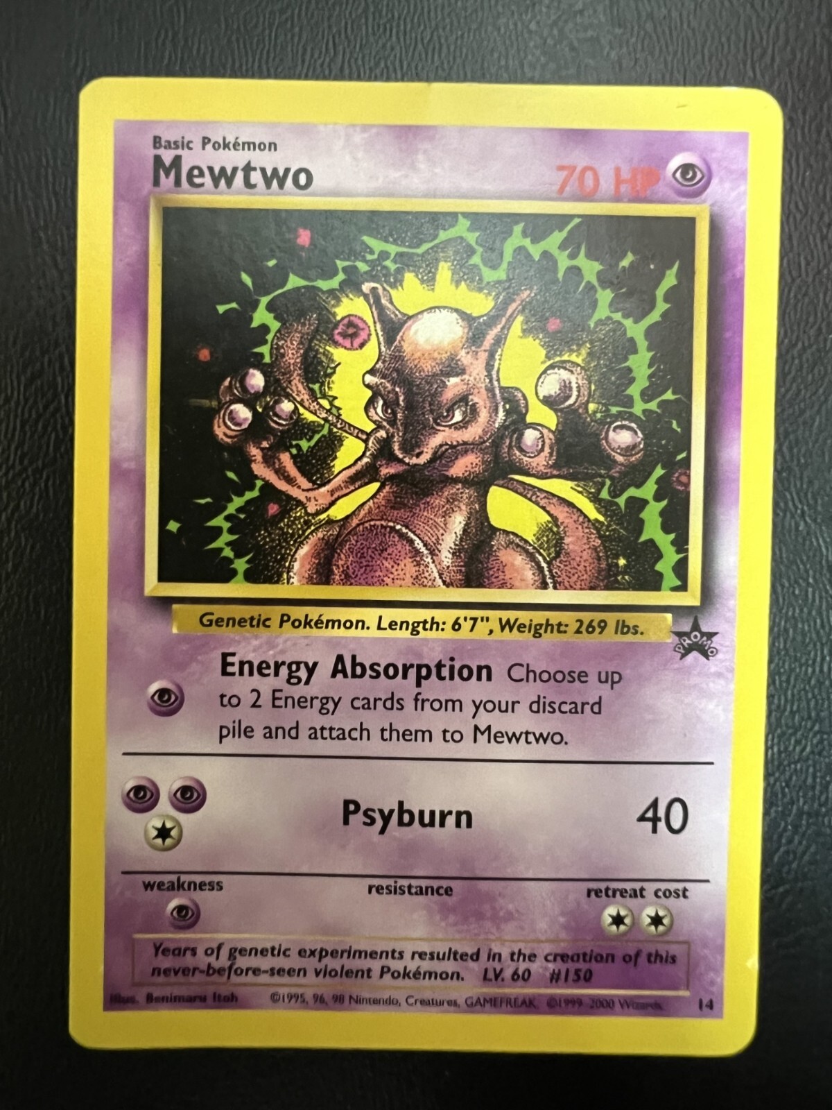 Pokemon Card Mewtwo 14 Promo Black Star Non Holo 1999-2000 Wizards
