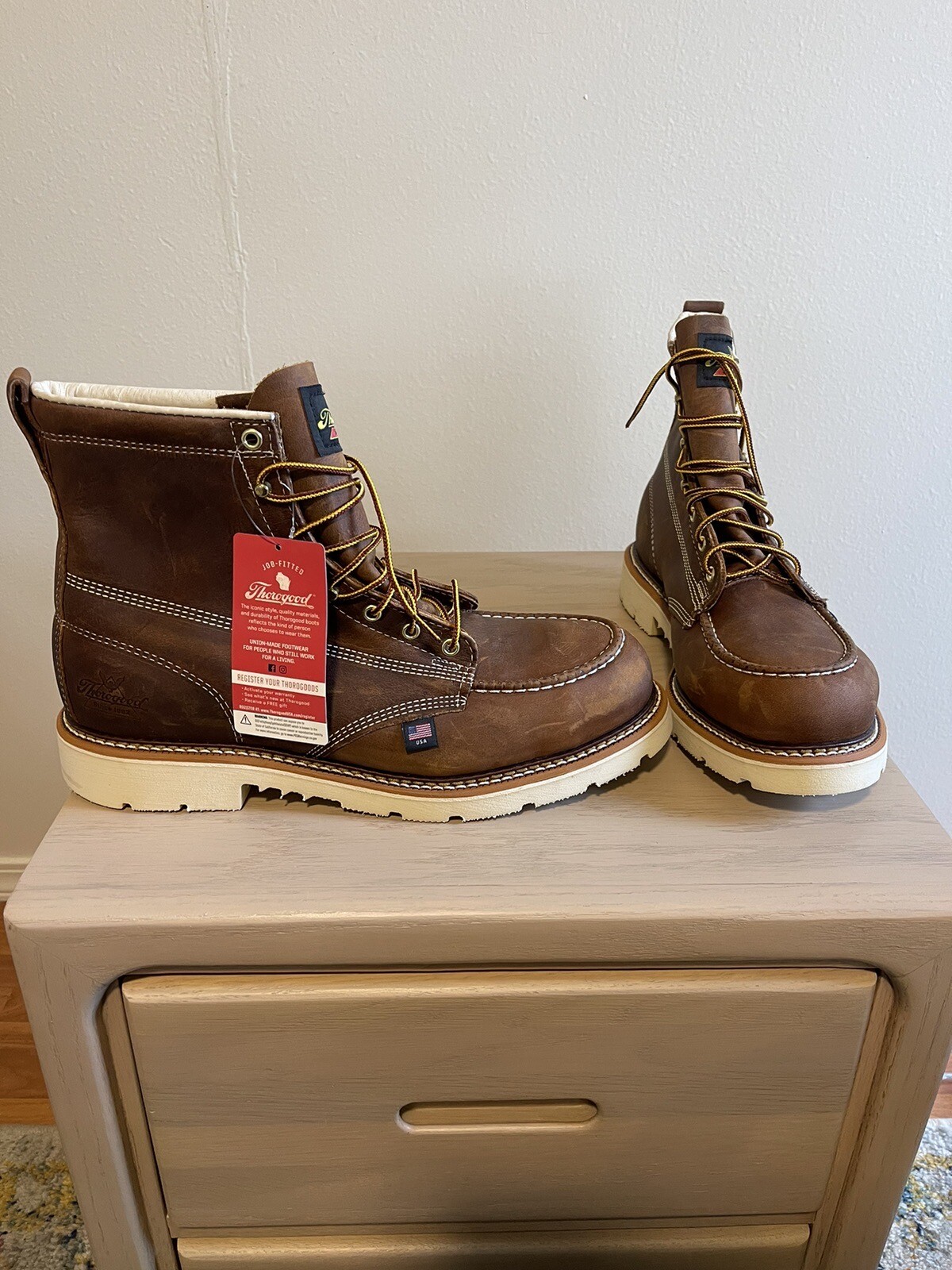 Thorogood 12 EE 8044375 American Heritage 6″ Brown Moc Toe Steel Toe Boots eBay