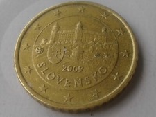  50 CENT EURO Slovensko fauté 2009. côté 50 cent etoile coupe +fer a cheval ,SUP
