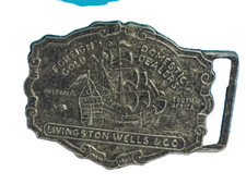Livingston Wells Belt Buckle Military Domestic Dealers Foreign gold ship boat US