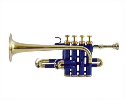MARVELOUS BLUE BRASS Bb/A FLAT 4V PICCOLO TRUMPET FREE CASE+MOUTHPIECE+FAST SHIP