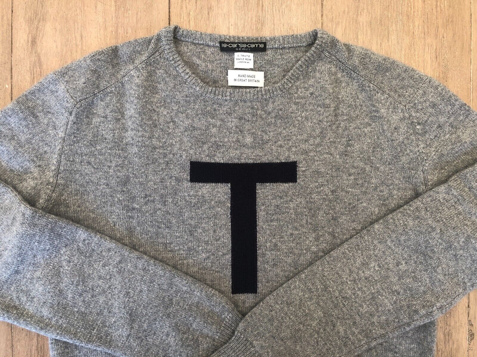 E. Tautz Savile Row 'T' Motif Cashmere Jumper Sweater - Size S