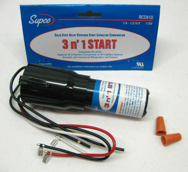 Supco RCO410 1/4 to 1/3 HP, 110 to 125VAC, 3 in 1 Solid-state Hardstart Relay, i