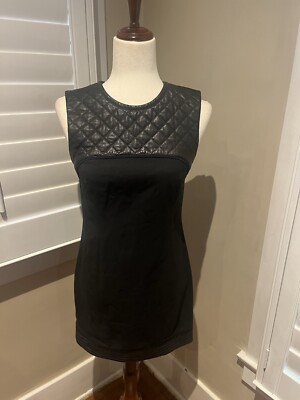 Alexander Wang Black Quilted Calfskin Mini Dress- Size