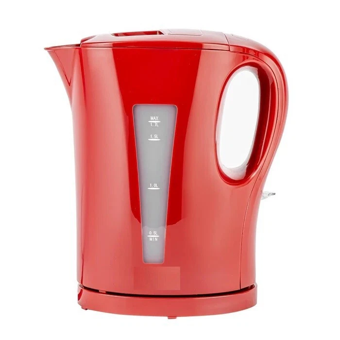 1.7L Red Cordless Electric Jug Kettle 2200W Fast Boil, Auto Shut Off, BPA-Free