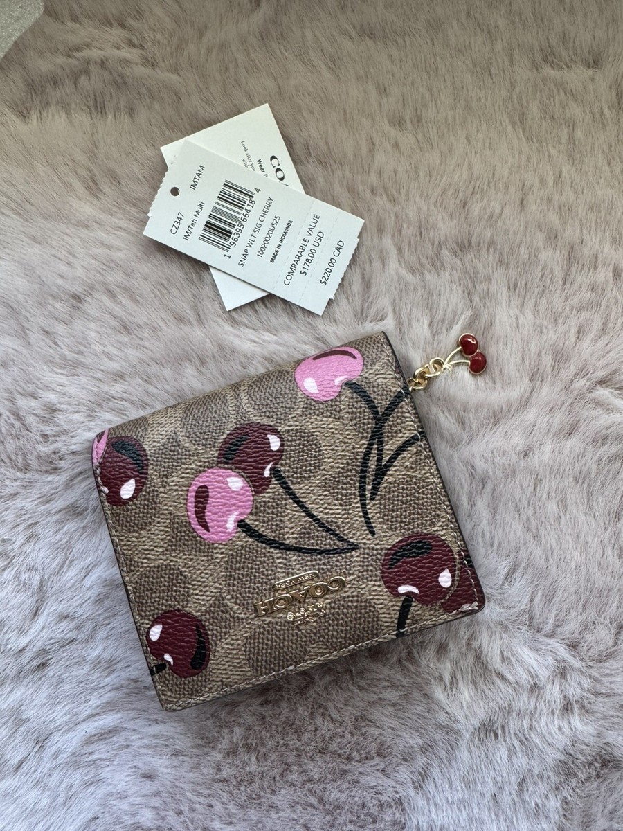 ❤️Coach Snap Wallet - CZ347 Signature Coated Canvas w/Pink