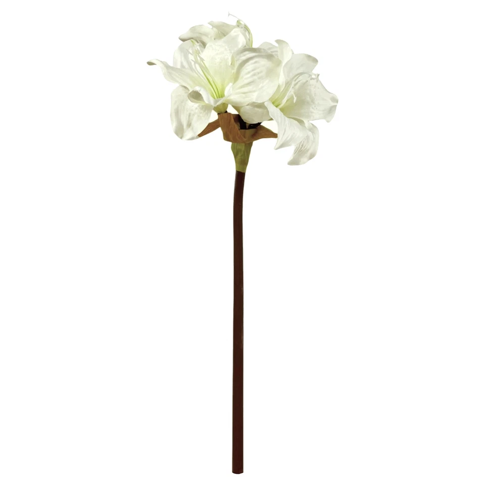Kunstblume Amaryllis 48cm, 1Stängel, 3 Blüten. Winterdeko Weihnachten Weiß WEISS - Bild 2 von 3