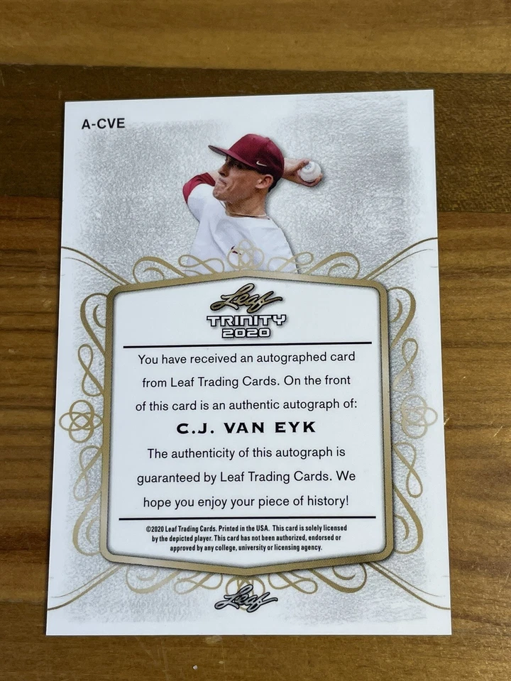 2020 Leaf Trinity CJ Van Eyk Platinum XRC Rookie Auto #45 /50 - Image 3 of 3