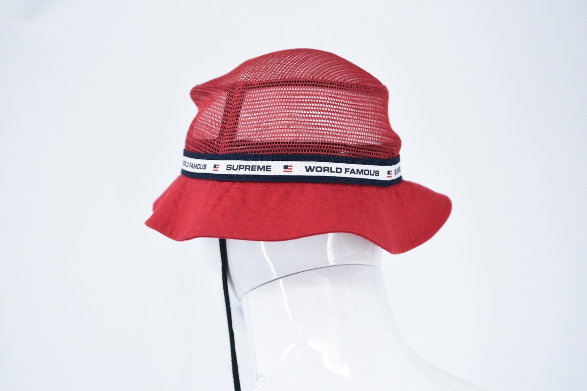 SUPREME Mesh Crown Crusher RED Bucket Hat Cap Sz S/M - NWT! S/S